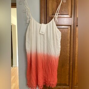 NWT Boho Orange Strappy Ombre Tunic M Medium
